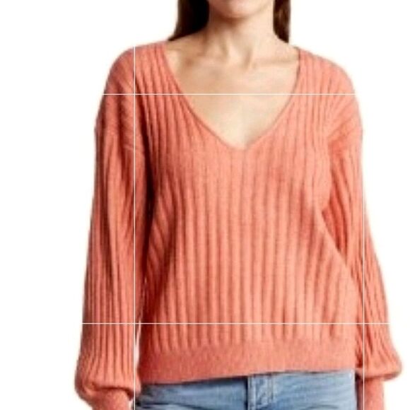 Melrose And Market V-Neck Ribbed Pullover Sweater - Picture 1 of 4